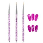 Qufiiry 3 Pcs Nail Art Liner Brushes, Miniature Fine Detail Paint Brush Set, Detailer Brush Dotting Tool for DIY Nail Art Salon and Home Use