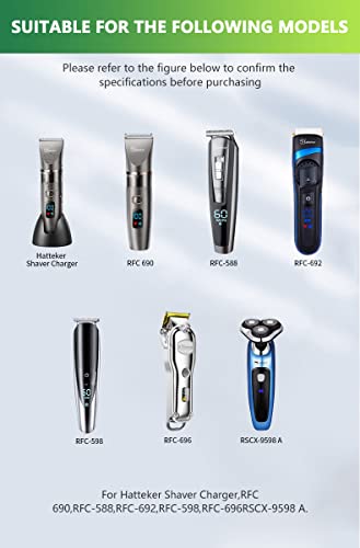 Bouge Charger Cable Power Cord Compatible with Hatteker Hair Clipper Cordless Razor Beard Trimmer Shaver RFC-588 RFC-598 RFC-690 RFC-692 RFC-696