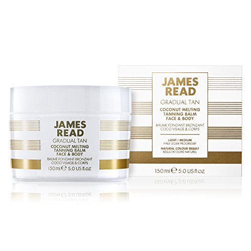 JAMES READ Coconut Melting Light/Medium Gradual Self Natural Golden Tan Balm for Face & Body, Hydrating Oil Softens & Nourishes the Skin Lasts up