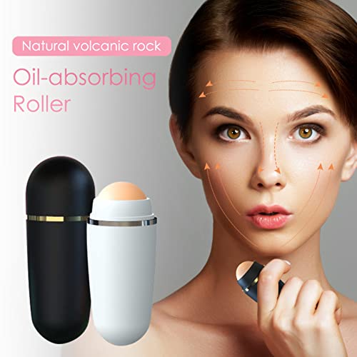 Modloan Volcanic Oil Absorbing Roller, 2 Pcs Reusable Facial Skincare Tools, Oil Control on the Go Volcanic Face Roller for Men and Women at Home