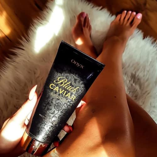 Onyx Black Caviar Sunbed Tanning Lotion - Black Bronzer & Tan Enhancer - Insanely Dark Tan for Men & Women
