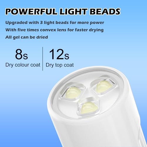 Handheld UV Nail Lamp, Mini UV Lamp for Gel Nails Nail Dryer Flashlight LED Gel Nail Lamp for Curing Glue Gel Nail Gems, USB Nail Flashlight for