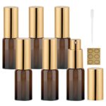 Apstaqeoo 6Pcs, 20Ml Empty Amber Glass Spray Bottles for Essential Oils - Small Fine Mist Spray Bottle with Gold Aluminum Sprayer Refillable Perf