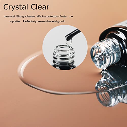 CCO Gel Base Coat and Top Coat Nail Polish- No Wipe Base and Top Coat Set LED UV Soak Off Nail Lamp for Home DIY & Nail Salon Varnish Long Lastin