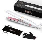 Terviiix Mini Hair Straighteners for Short Hair with Adjustable Temperature, Dual Voltage Tourmaline Ceramic Portable Travel Mini Straightener,1/