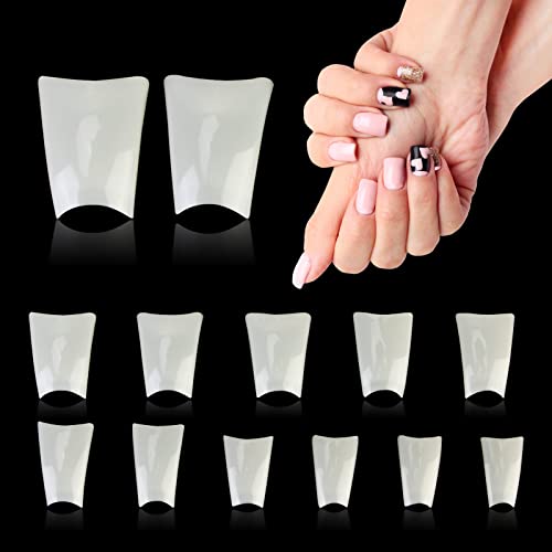 JSRQT 550 Pcs Clear Duck Nail Tips, 11 Size Wide False Nail Tips for Acrylic Nails, French Fake Nail Tips Nail Extension Duck Feet Style Nail Tip