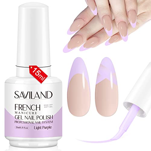 Saviland French White Gel Nail Polish -10ml Upgrade U V/LED Soak Off Gel Nail Polish Manicure for Professional, Salon & Home Use, Long Lasting, E