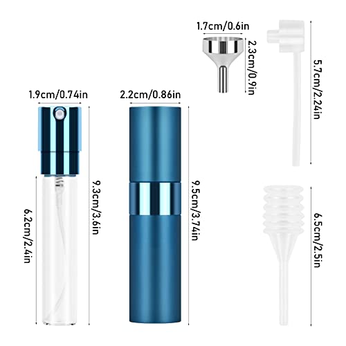 suchkawe Perfume Atomizer, 2 Pieces 8ML Mini Portable Atomizer Perfume Bottle, Travel Perfume Atomiser Bottle Refillable with Funnel, Bottom Pump