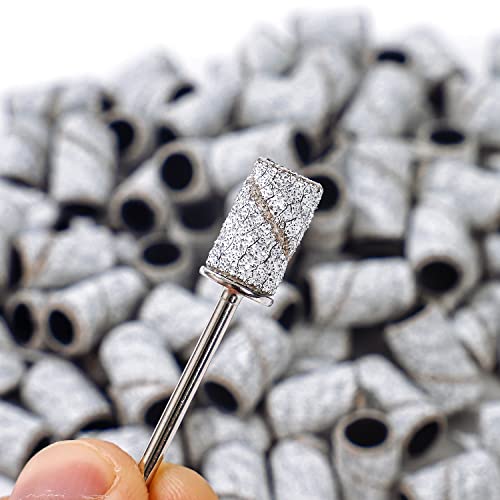 BNG 80/120 /180 Grit Sanding Bands For Nail Drill Manicure Set with Box, 210pcs Nail Drill Sanding Tape, Nail Art Sanding Tape with 1pcs 3/32 inc