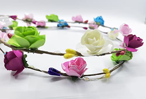 Flower Headband,7Pcs Flower Crown Garland Headband Flower Headdress Floral Headband for Women Girls Hair Accessories Birthday Wedding Festival Pa