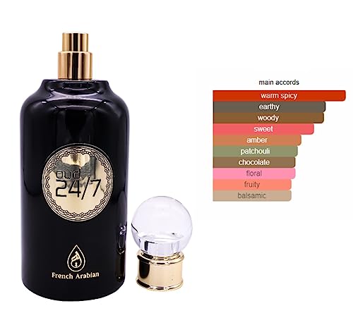 Oud 24/7 100ml Perfume Spray | Eau de Arabian Parfum | Lemon, Fruity, Chocolate, Vanilla, Agar, Woody Musk and Amber (for Women and Men)