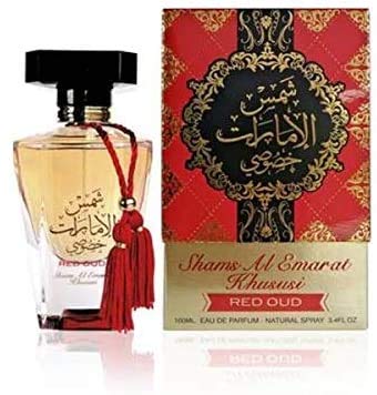 Shams Al Emarat Khususi Red Oud 100ml | Blossom Natural Spray | Long Lasting Effect (for Men and Women) (Unisex)