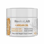 RevitaLAB Day and Night Collagen Anti-Ageing Moisturiser, Enriched with Hyaluronic Acid, Q10, Argan Oil and a UVA/UVB Filter, for Ages 40 – 55, 5