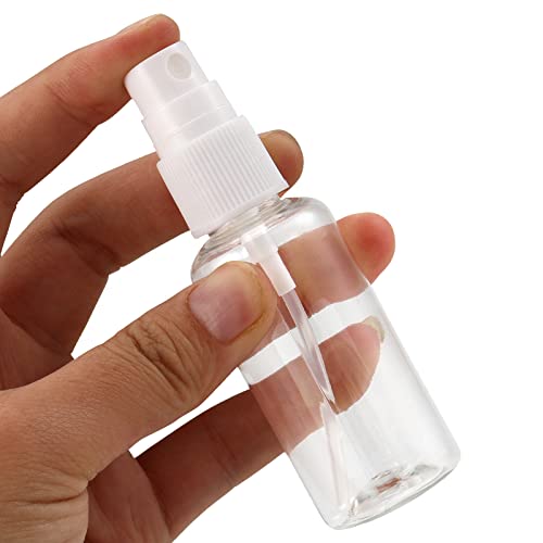 MUKLEI 40 PCS 30 ml Clear Plastic Spray Bottles, Empty Fine Mist Bottles with Funnels and Labels, Travel Size Atomiser Bottle Refillable Containe