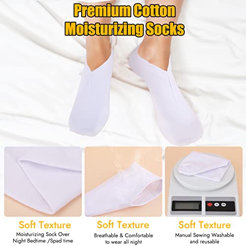 2 Pairs Moisturizing Socks, Thin Foot Spa Socks Set, Cotton Moisture Enhancing Socks, Feet Care Socks for Dry Feet, Hard Cracked Heels, Calluses,