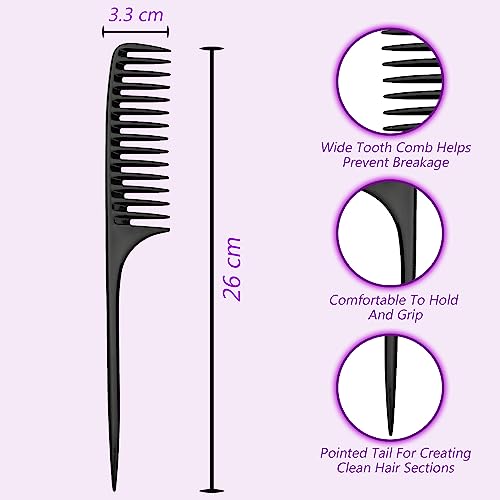 Hair Comb Set - Wide Tooth Rat Tail Comb 2pc Fine Tooth Rat Tails Comb for Parting long handle Detangler Pin Tail Comb for Sectioning Foiling Bra
