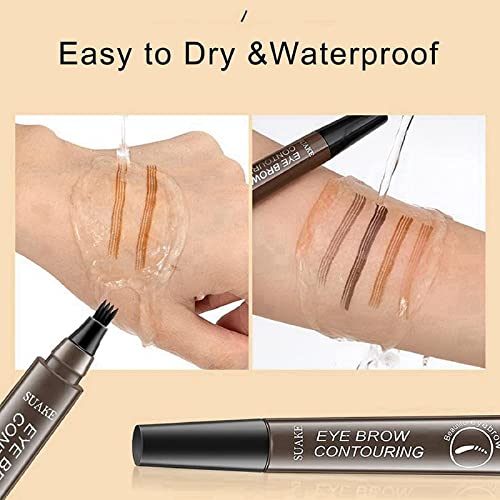 Eyebrow Pen,Eyebrow Pencil,Long-Lasting Eyebrow Tint,Brow Eye Brown Pencil with Fork Tip,Eyebrow Pencil Dark Brown,Brow Tint,Waterproof Eyebrow P