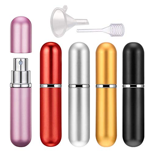 Perfume Atomiser Bottles, Scoolr 5 Pieces Perfume Atomisers Refillable Perfume Atomizer Mini Perfume Bottles Travel Fragrance Empty Spray Bottle