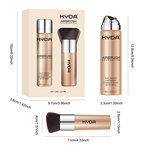 KYDA AirBrush Foundation Spray, Silky Foundation Makeup, High Coverage Smooth Creamy Finish, Lasting Lightweight Breathable, Moisturizing Makeup