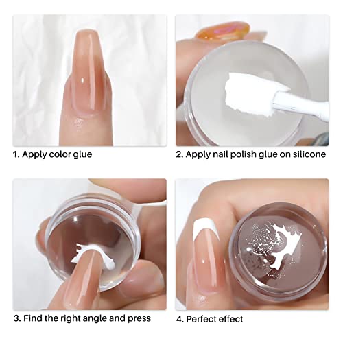 ALLY-MAGIC Nail Stamper Clear Jelly Stamper Silicone French Tip Nail Art Stamper for Nails French Nail Stamper Kit Manicure Nail Art Tools Y2-MJY