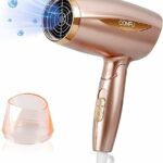 1800W Folding Hair Dryer, CONFU Travel Lightweight Blow Hairdryers for Women-Fast Drying Lightweight Blow Dryer with Cool/Hot Button, 1 Nozzle, G