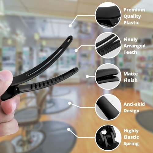 Stoutips Pack of 12 Hair Sectioning Clips for Women with 1 PCS Antistatic Tail Comb – Professional Hairdresser Clips for Salon Styling & Care, Ha
