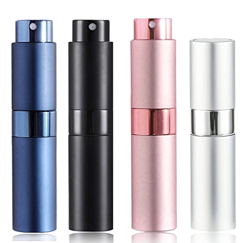 SONGQEE 8ml Travel Perfume Atomiser Refillable, 4pcs Mini Refillable Perfume Bottle Aftershave Spray Bottle, Upgraded Perfume Atomizer Perfume Po