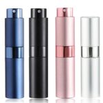SONGQEE 8ml Travel Perfume Atomiser Refillable, 4pcs Mini Refillable Perfume Bottle Aftershave Spray Bottle, Upgraded Perfume Atomizer Perfume Po