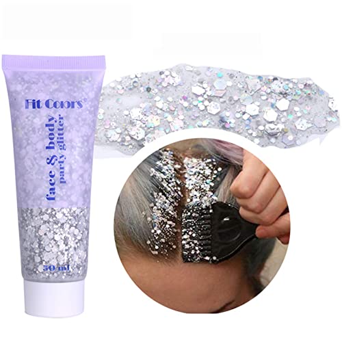 Body Face Glitter Gel, 50ml Mermaid Sequins Sparkling Chunky Body Lotion Glitter Liquid Shimmer Eyeshadow Chunky Glitter for Cosmetic Face Hair L
