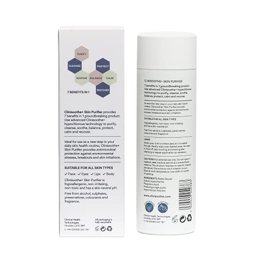 Clinisoothe+ Skin Purifier 250ml - Spot and Acne Treatment For Face and Body, Prevent Breakouts And Promote Rapid Recovery With Hypochlorous Tech