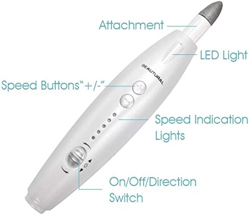 BEAUTURAL Professional Electric Manicure and Pedicure Kit, Nail File Drill, Powerful 13-Speed Nail Drill and 7 Attachment for Salon-Quality Care