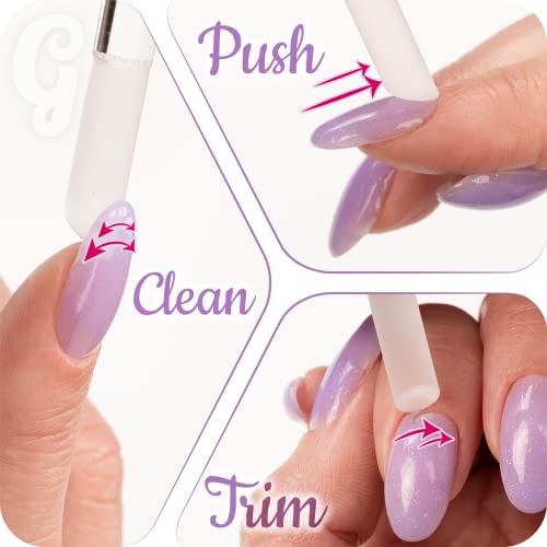 2pcs Glass Cuticle Pusher Nail File Set - Manicure Stick, Professional Precision Filing Cuticle Remover, Abrasive Surface Never Wears Out, Genuin