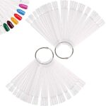 Nail Swatches 100Pcs Nail Swatch Sticks Nail Colour Display Nail Display Tips Nail Art Tips Sticks with Metal Ring for Nail Salon and Beginners(C