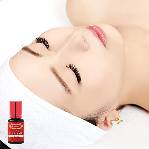 EXTRA FAST AND STRONG Glam Ultra Rapid Volume Glue for Eyelash Extension/Semi Permanent Extension Eyelash Bonding Supplies/Drying Time 1-2 Sec/Re