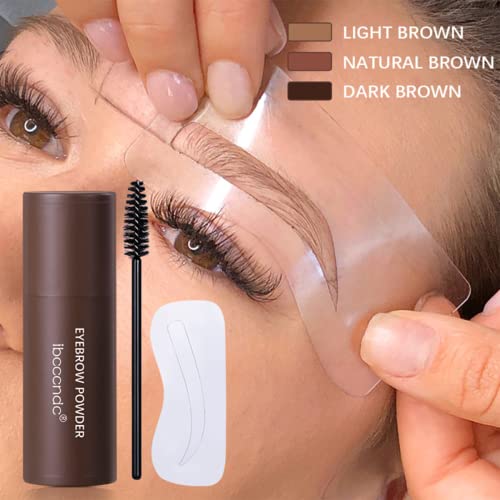 Eyebrow Stencil Kit - Eyebrow Stamp Stencil Kit - 3 in 1 Hairline Shadow Powder with 10 Styles Reusable Eyebrow Stencils, 2 Eyebrow Pen Brushes (