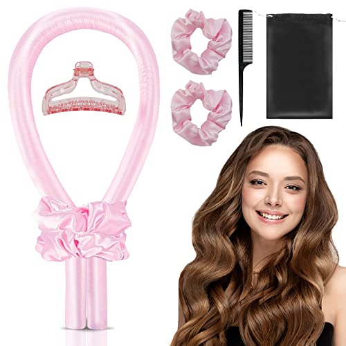Heatless Curling Rod Headband, Heatless Hair Curling Set with Hair Clips, Scrunchie, Combs and Silk Storage Bag, Hair Curlers Lazy DIY Hair Styli