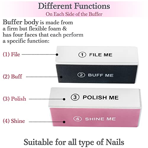 2pk Nail Buffer Blocks, Nail Buffer Block for Natural Nails and Acrylic Nails Sanding Block Polisher, 4 Sided, Nail Files Professional Manicure P