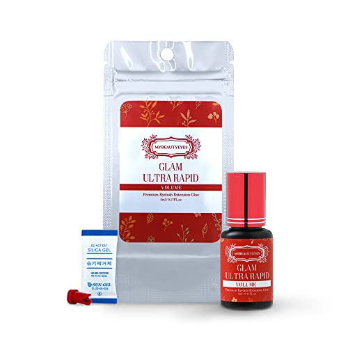 EXTRA FAST AND STRONG Glam Ultra Rapid Volume Glue for Eyelash Extension/Semi Permanent Extension Eyelash Bonding Supplies/Drying Time 1-2 Sec/Re