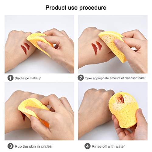 NATUCE 10PCS Cleansing Sponges for Face, Facial Sponges Cleansing Reusable Compressed Cellulose Face Sponge (Round, Yellow) (10Pcs)