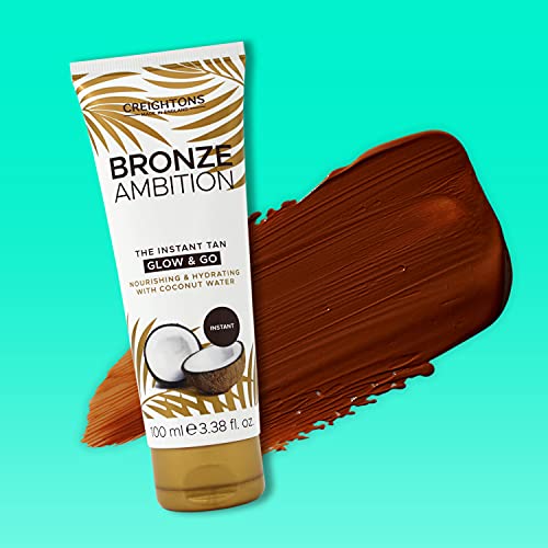 Creightons Bronze Ambition The Instant Tan Glow & Go (100ml) - Immediate, Streak-Free & Natural Looking Tan Enriched with Coconut Water to Nouris
