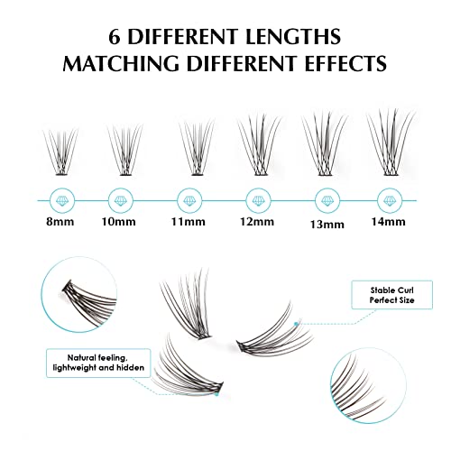 Oreola False Eyelashes Individual Natural Eyelash Individual Lashes Cluster for DIY at Home Ultra-Light Individual Cluster Lash Extensions 0.07C