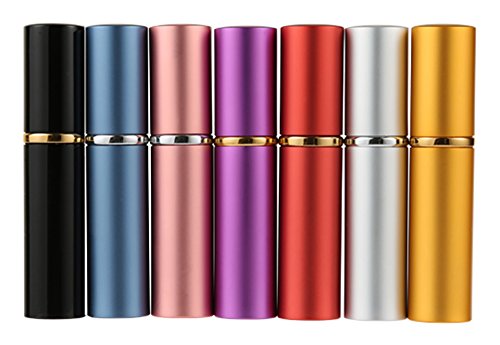 MINGZE 7pcs 10ML Perfume Atomizer, Aluminum Shell Glass Liner Perfume Bottles, Travel Mini Portable Empty Perfume Spray Bottle Dispensers