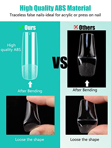 Deciniee Gel Nail Tips, 240Pcs Full Cover Square Straight Nail Tips for Gel Extensions, 12 Sizes False Square Nails Tips for Acrylic Nails, Profe