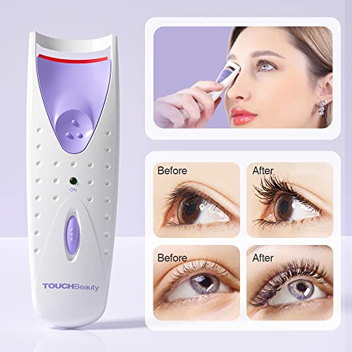 TOUCHBeauty Electric Eyelash Curler, Heated Eyelash Curler with Smart Silicone Heating Pads AG-2003B (Purple)