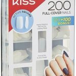 KISS 200 Full-Cover Manicure Kit, Medium Length Active Square Fake Nails, Longer Lasting, 10 Sizes with Maximum Speed Nail Glue