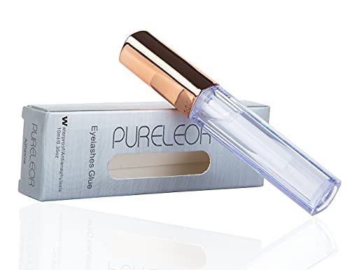 PURELEOR Clear Lash Glue Waterproof Latex Free Eyelash Glue for Sensitive Eye Strong Hold False Eyelashes Adhesive Strip Lashes Fast Drying Lash
