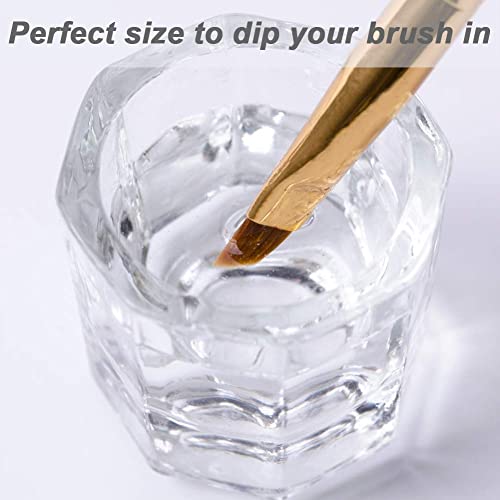 Hioph 10pcs Dappen Dish for Acrylic Nails, Acrylic Powder Holder, Acrylic Glass Jar Dampen Dish Liquid Cup for Nail Art Manicure Care Tools