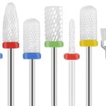 Homeet 7Pcs Ceramic Nail Drill Bit Set, 3/32 Inch Ceramic Drill Bits for Cuticle Electric Nail Cutter, Professional Safety Nail Drill Bits for Ac