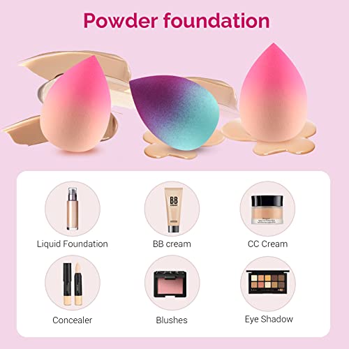 Makeup Sponge Blender DUAIU 3 pcs Gradient Beauty Blender Foundation Sponges Set Concealer Sponge Applicator Sponges…