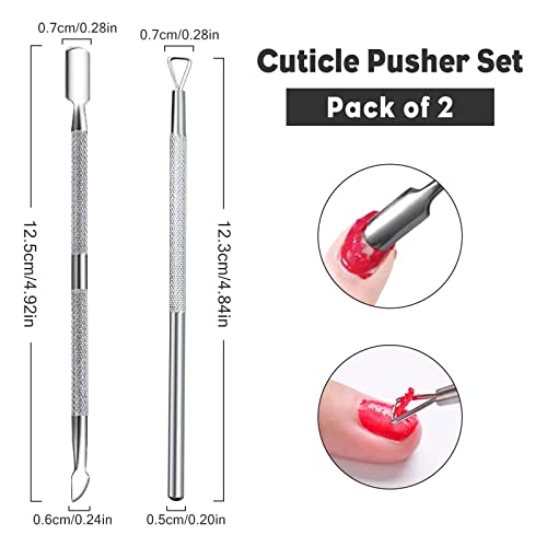 Sularpek 2 Pack Cuticle Pusher and Cuticle Peeler, Cuticle Pusher Stainless Steel Dual Head Nail Scraper,Nail Gel Polish Remover Tool for Fingern